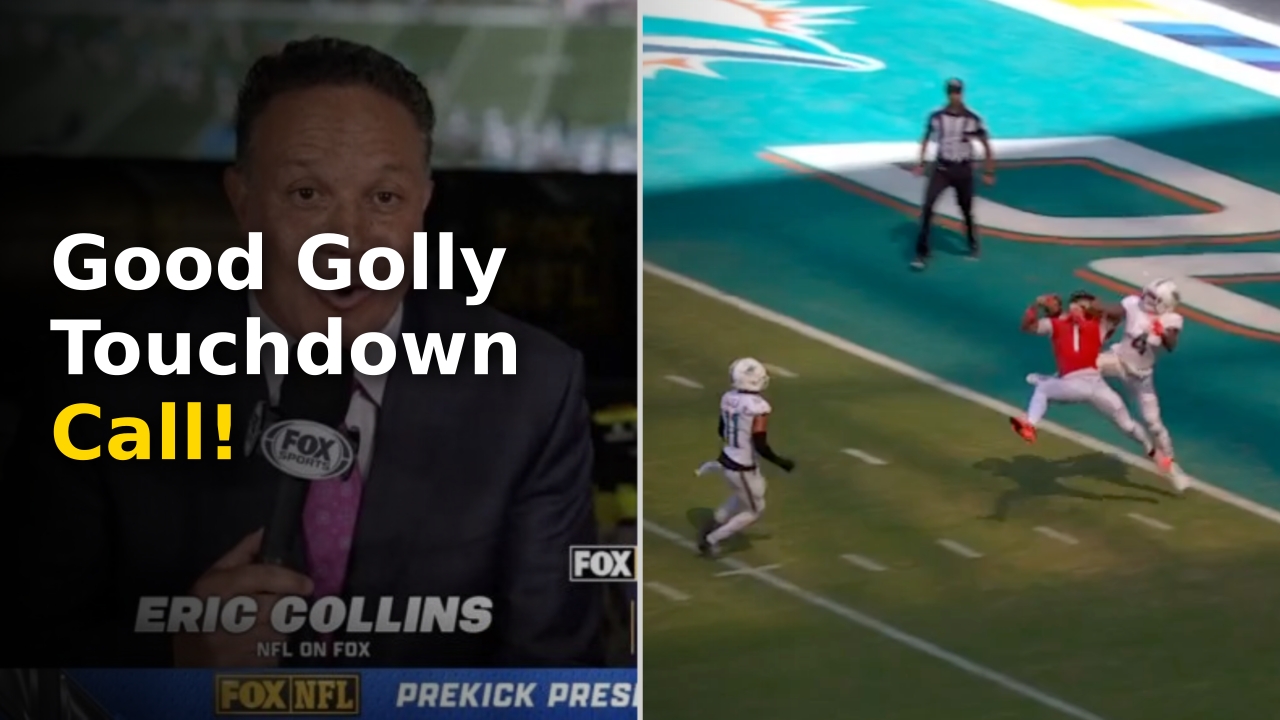Eric Collins NFL booth reaction during Cincinnati Bengals vs Miami Dolphins game