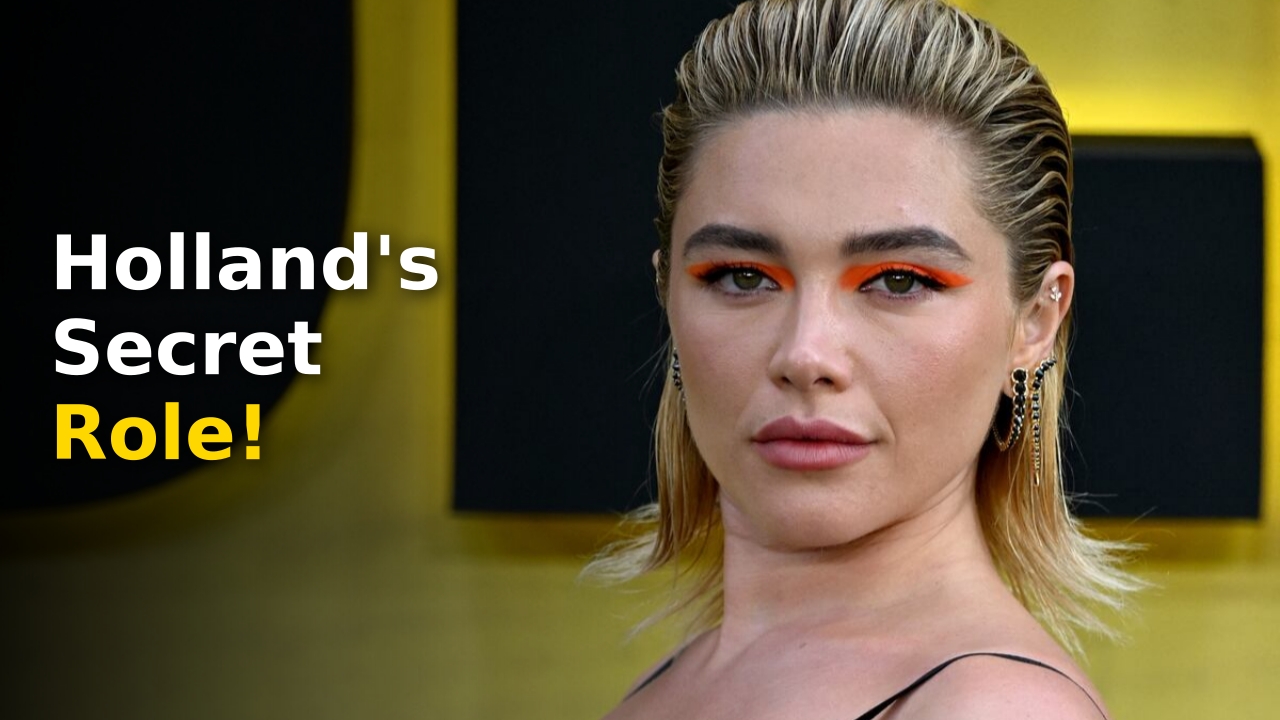 Florence Pugh Spider-Man promotional still featuring Tom Holland