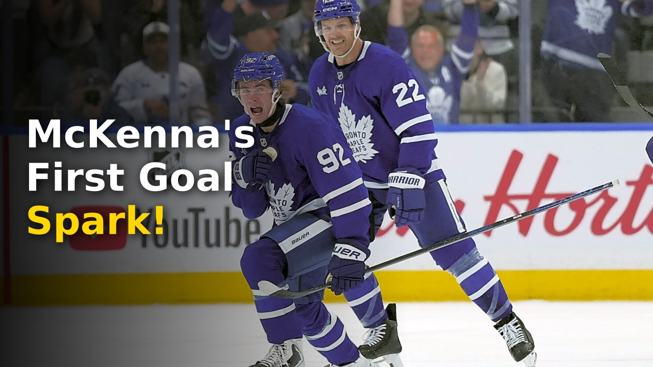 Gavin McKenna focused on the ice during his rookie season with the Toronto Maple Leafs