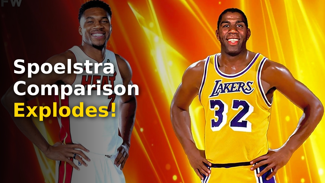 Giannis Antetokounmpo and Magic Johnson comparison graphic showcasing their physical size and court vision