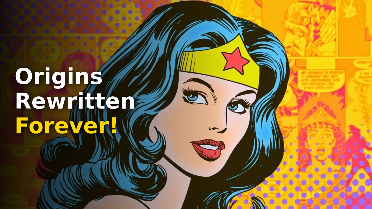 Illustrations depicting legendary Wonder Woman stories throughout DC Comics history