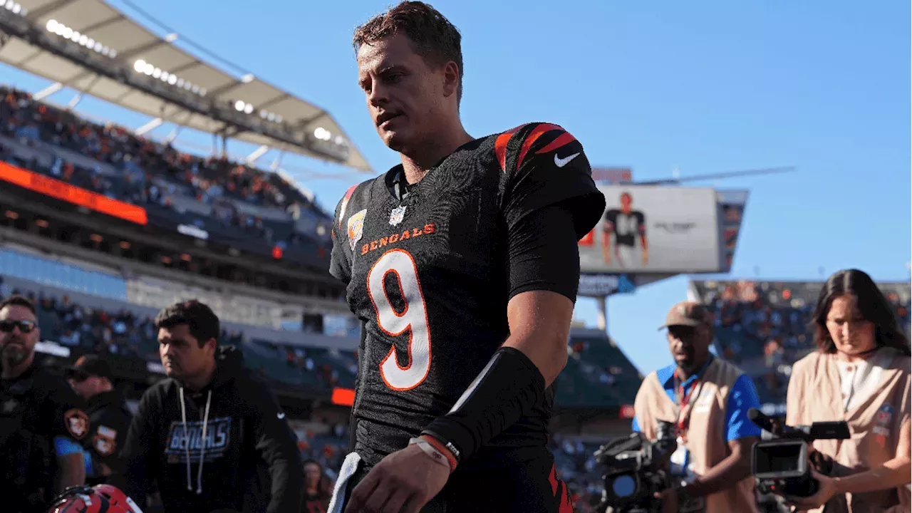 Joe Burrow looking frustrated during the 2026 NFL season opener