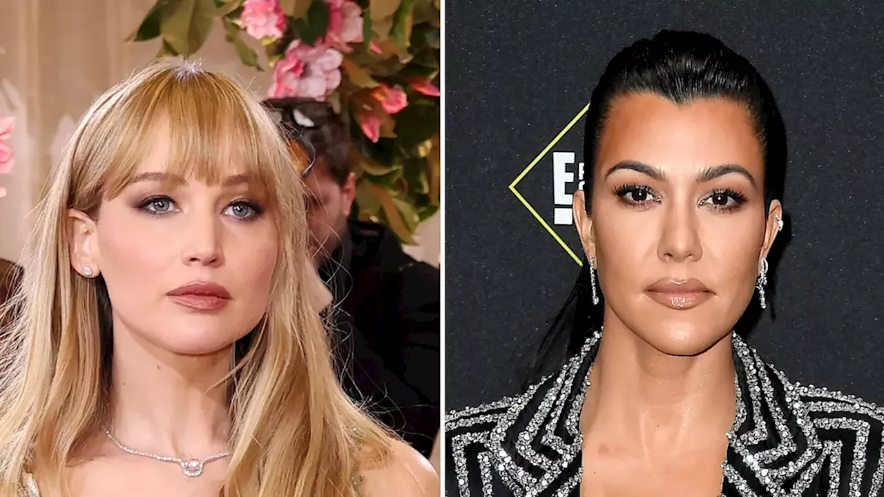 Kourtney Kardashian and Jennifer Lawrence photo collage highlighting their celebrity feud