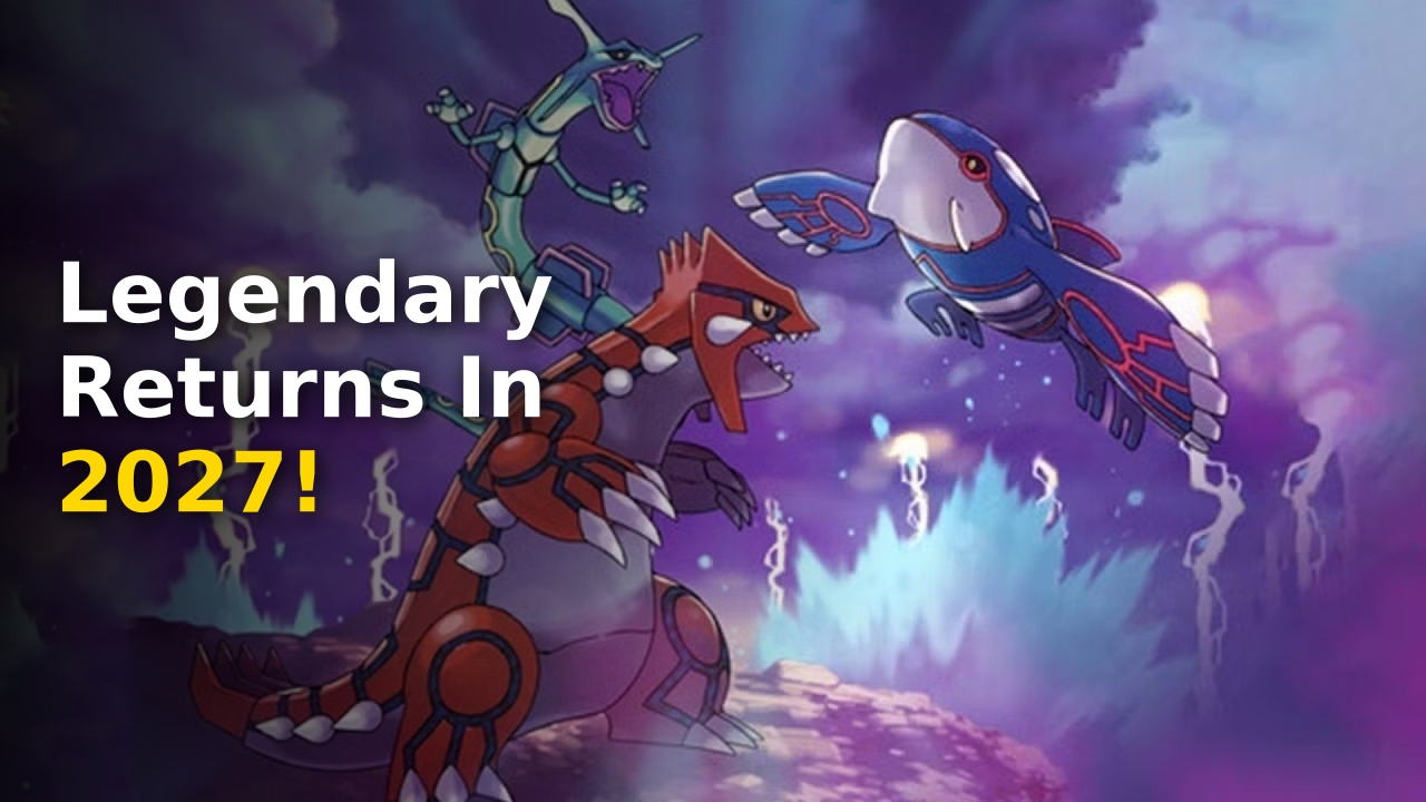 Official teaser artwork of Pokemon Hoenn Remakes featuring Groudon and Kyogre in high definition