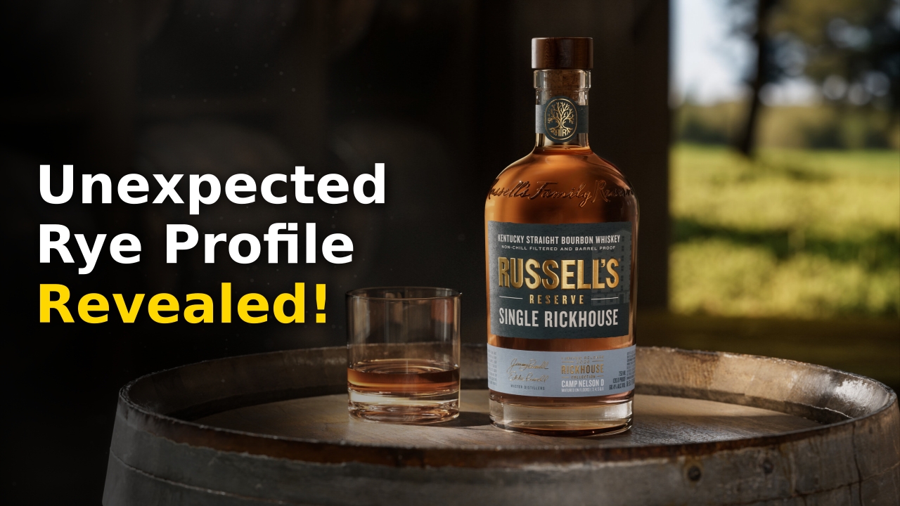 Russell's Reserve Single Rickhouse 2026 label and Camp Nelson D background
