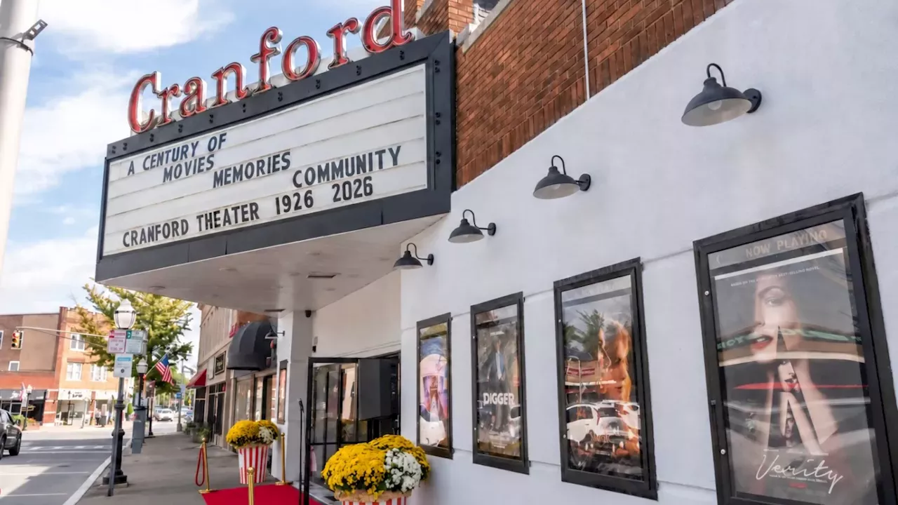 The iconic neon marquee of the historic Cranford Theater in 2026