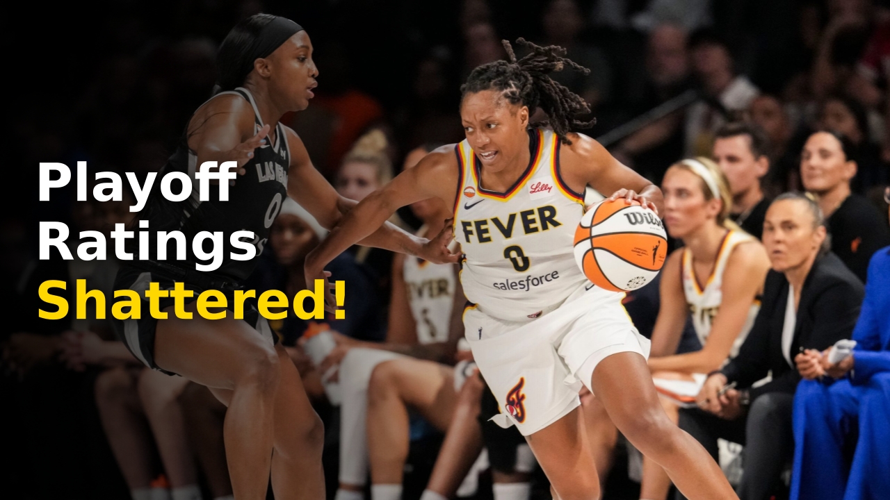 The Indiana Fever and Las Vegas Aces playing in front of a record-breaking television audience in 2024