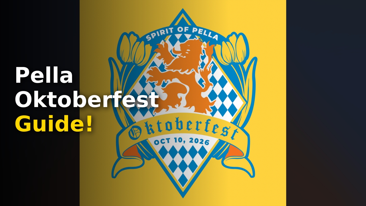 The official banner for the Oktoberfest returns to Pella community event