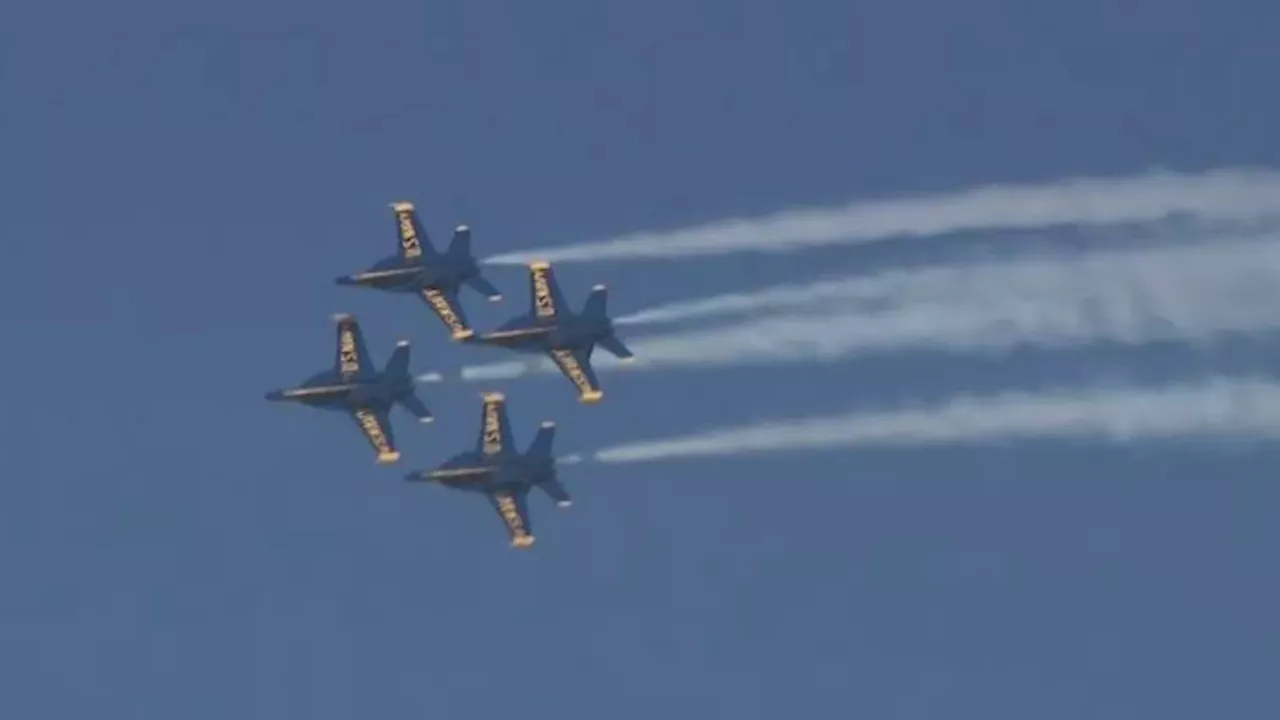 The US Navy Blue Angels Fleet Week performance over the Golden Gate Bridge