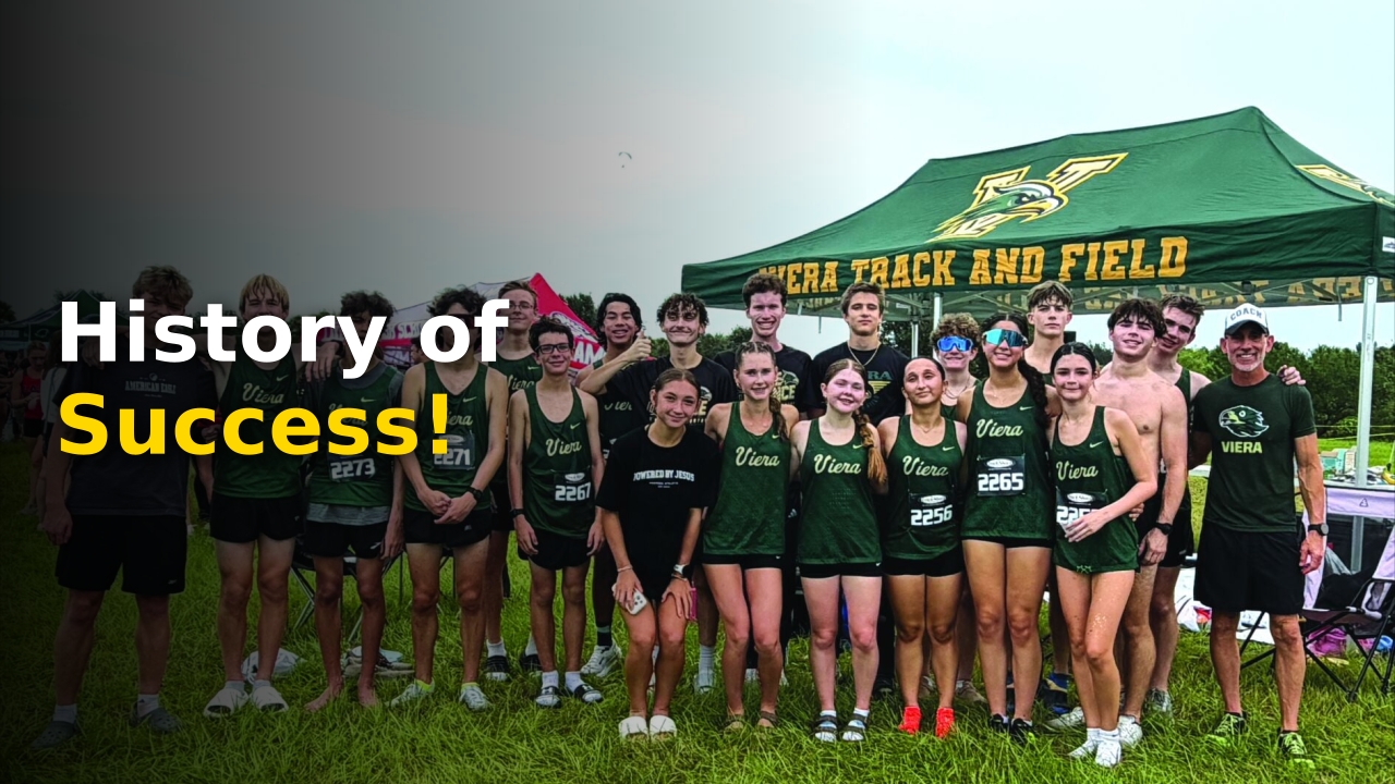 Viera cross country program athletes and coach Bobby Toenjes preparing for the state meet