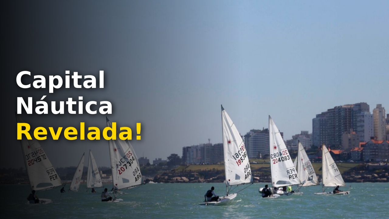 Vista panorámica de veleros en Mar del Plata es la capital nacional de los deportes náuticos